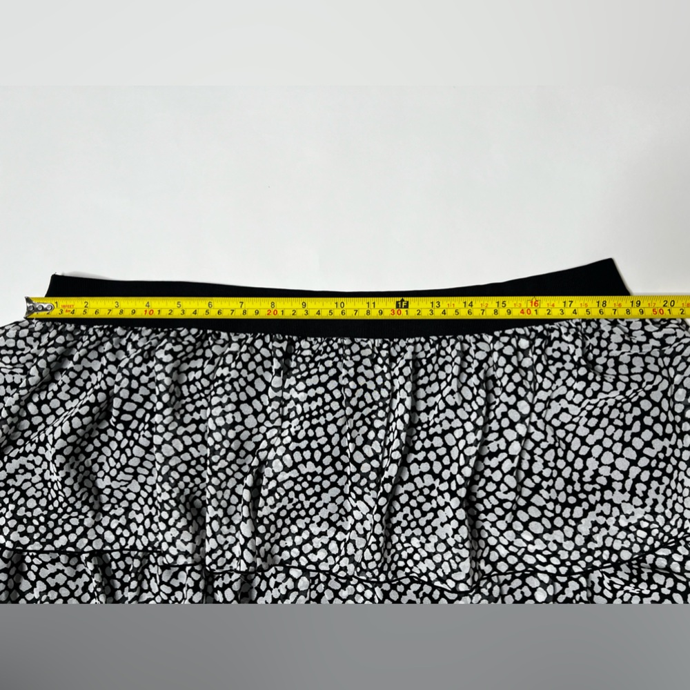 White & Black Polka Dot Tiered Skirt Mini Mid Ruffle Casual Summer Vacation Boho - Picture 10 of 15
